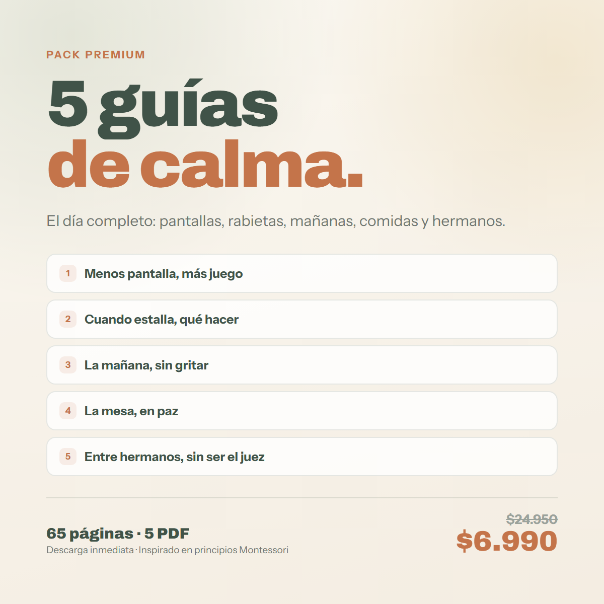 Pack Premium — 5 guías de calma en PDF