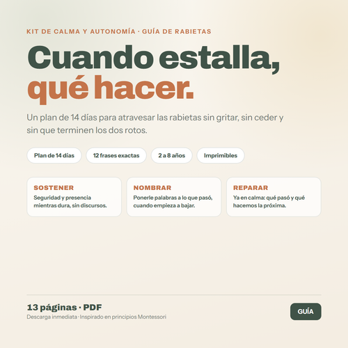 Cuando estalla, qué hacer — guía de rabietas de 13 páginas en PDF
