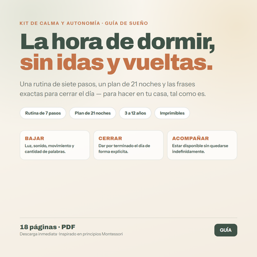 La hora de dormir, sin idas y vueltas — guía de 18 páginas en PDF